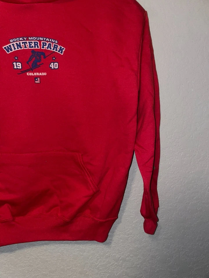 Sudadera con Capucha Chi Roja Colorado Parque de Invierno Montañas Rocosas Vintage Juvenil Años 90 Foto 4 de 4