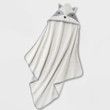 Cloud Island Baby Boy's Raccoon Infant Hooded Towel - White - New