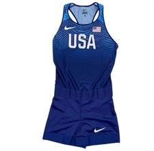 Nike Pro Elite Blue Team USA Track Field Speedsuit Singlet Size medium 898166