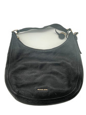 Borsa a tracolla Michael Kors Hobo da donna in pelle nera con ciottoli e ferr...