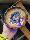 Pretty Blue Northwood Carnival Glass Peacock & Urn Small Ice Cream Bowl
