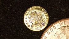 MINIATURE COIN 1908 5 DOLLAR INDIAN HEAD GOLD PLATE over STERLING SILVER