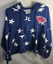 Superman 1938 women's full zip hoodie XL Stars Red White Blue
