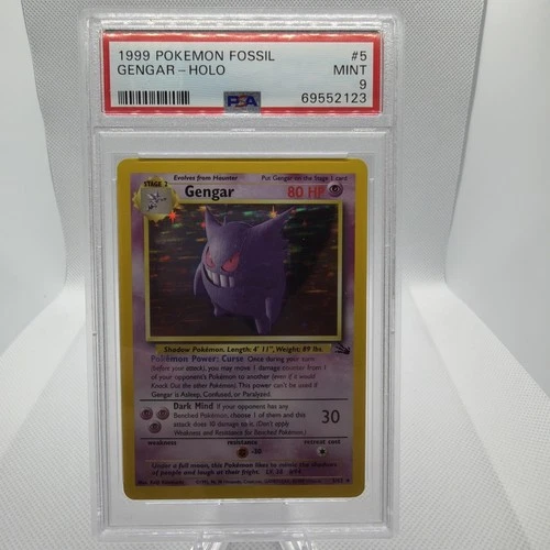 1999 Pokemon Fossil Gengar Holo #5 - PSA 9 - NEAR MINT