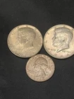 1964 90% SILVER LOT $1.25 FV 2 JFK HALF DOLLARS & 1 QUATER