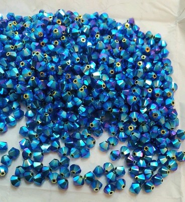 Swarovski 5328 4mm bicone beads Dark Indigo blue AB2X (24pcs)