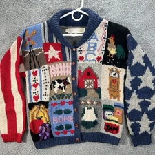 The Eagles eye Sz MED Knit Cardigan 80’s Sweater Cottage Farm Country Wool VTG