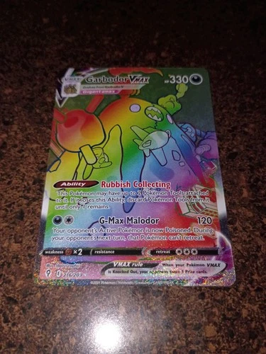 Pokemon ENGLISH Garbodor VMAX Evolving Skies RAINBOW HOLO Card 216/203 NM- RARE!