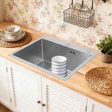 304 Stainless Steel Kitchen Sink Single Bowl Sink 55 x 45 cm Undermounted Sink