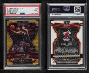 2019 Select Concourse Tmall Gold Wave Prizm Tyler Herro #63 PSA 9 MINT Rookie RC