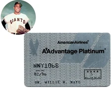 Willie Mays Personally Owned AA Credit Card Ex. Mays Estate / Hunt Auctions