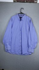 Tommy Hilfiger Dress Shirt Mens 17 34/35 Blue Gingham Non Iron XL Long Sleeve