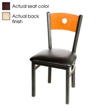 Oak Street Mfg Bullseye Natural Wood Back Chair w/Wine Vinyl Seat