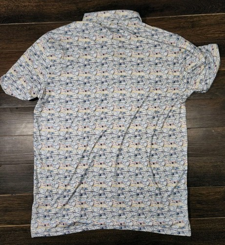 New Mens Sz Large 1776 Signature Guitar Printed Polo Shirt  - Picture 2 of 3