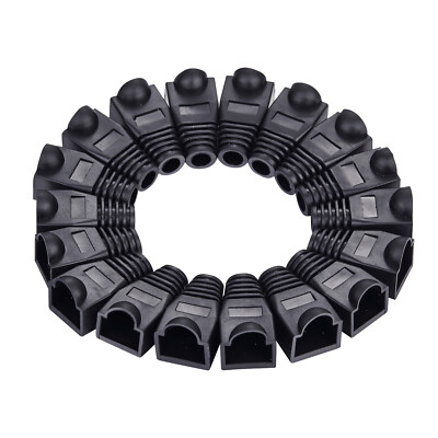 20 pcs Boot Cap Cover for RJ45 Network Connectors Cat5 Cat5e Cat6 Cable Black