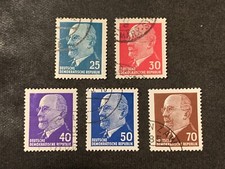 GERMANY EAST DDR DEUTSCHE DEMOCRATIC REPUBLIC 1963 WALTER ULBRICHT SET OF 5 USED