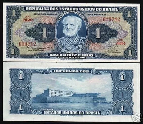 BRAZIL 1 CRUZEIRO P-150 1954 X 100 PCS Lot BUNDLE NAVAL SCHOOL ABNC UNC BANKNOTE - Image 3 of 3