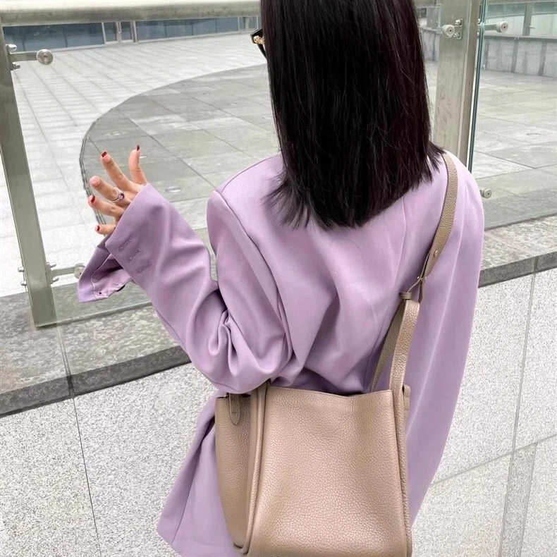 Songmont Medium Vegetable Basket Bag, Leather Large-capacity Commuter Bucket Bag - Image 3 of 4