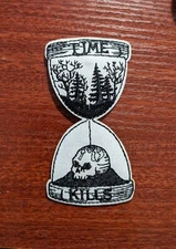 Time Kills Hourglass Life Death Goth Punk Emo Embroidered Iron On Patch 3.5x2"