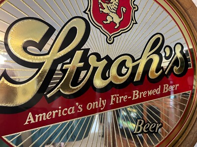 貴重！70's アメリカアンティークStroh's beer パブミラー鏡USA 貴重