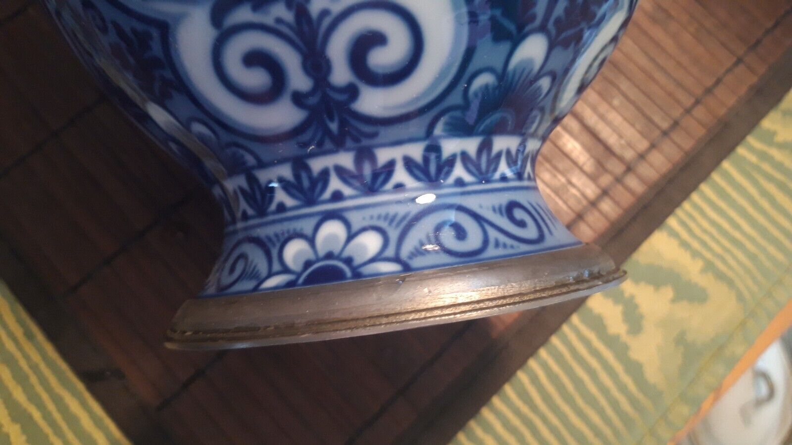  KAISER Porzellan-Krug Kanne mit Zinndeckel und Fuß Echt Kobalt 30-31,5 cm