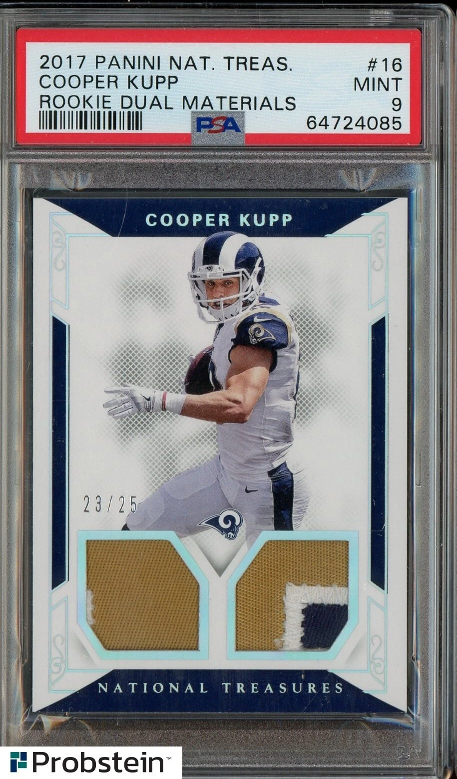 Cooper Kupp Panini National Treasures Rookie Dual Materials #16 Holo Silver