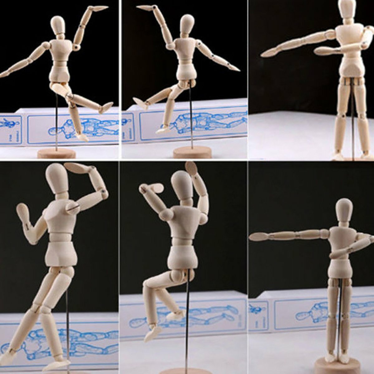 US Art Supply Wood Artist Drawing Manikin Articulated Mannequin With Base And Flexible Body - Perfect For Drawing The Human Figure (5 Male) By US Art