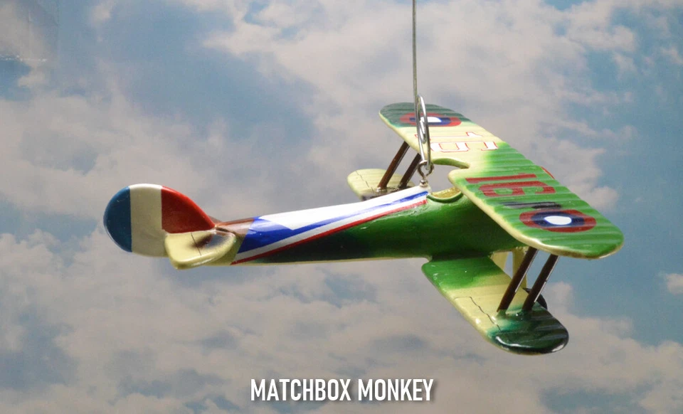 Nieuport 28 French Biplane Hand Painted Wooden Christmas Ornament Airplane USAAS - Image 4 of 4