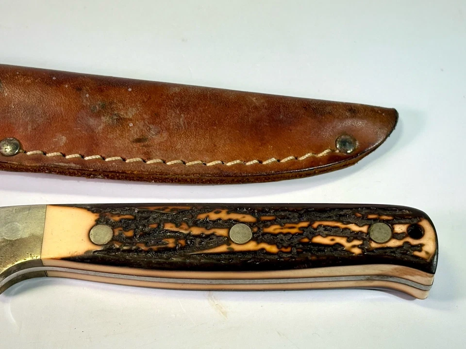 Schrade + USA 168 Uncle Henry Knife 10 Inch Length with 5" Fixed Blade Walleye - Image 2 of 4