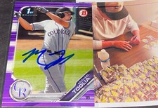 Michael Toglia Rockies Auto Signed 2019 1st Bowman Purple Base .