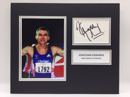 RARE affichage photo signé Jonathan Edwards Olympics + AUTOGRAPHE COA SYDNEY 2000 - Photo 1/3