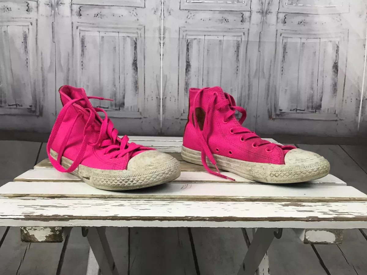 Converse All Star Big Girls Pink White Brown High Top Shoes Sneakers Sz 3