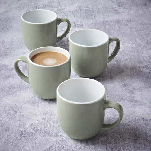 Set of 4 Sage Gloss Effect Tea Coffee Mugs Cups Kitchenware Mug 400ml