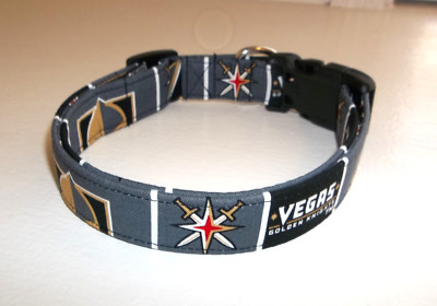LAS VEGAS GOLDEN KNIGHTS Terri's Dog Collar custom made adjustable w NHL fabric 