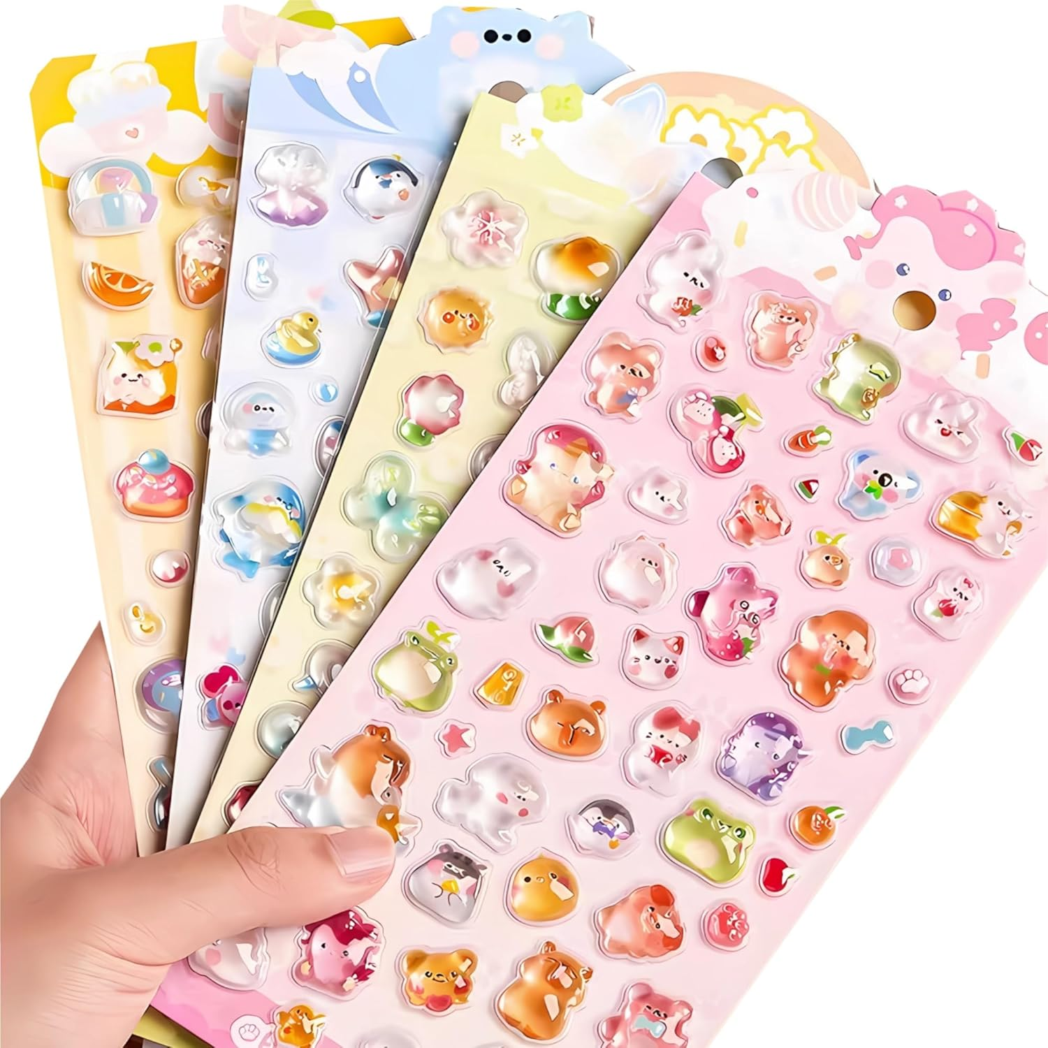 3D Puffy Stickers 4 Sheets 200+ Kawaii Resin Decorative Stickers Multicolor