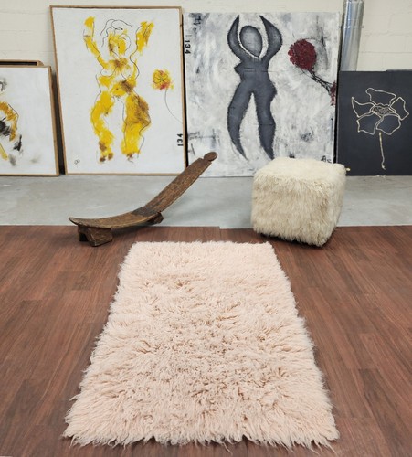 SUPER THICK DUSTY ROSE 3X5 FLOKATI RUG | LONG 3.5" WOOL PILE | WOOL AREA RUG - Picture 5 of 5
