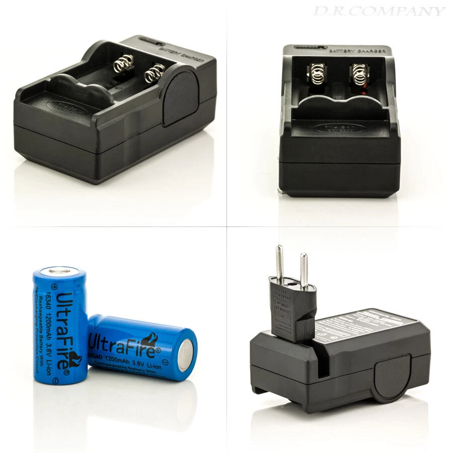 UltraFire Set 2x 16340 1200mAh CR123A Akkus + Digital Ladegerät Wiederaufladbar - Bild 2 von 2