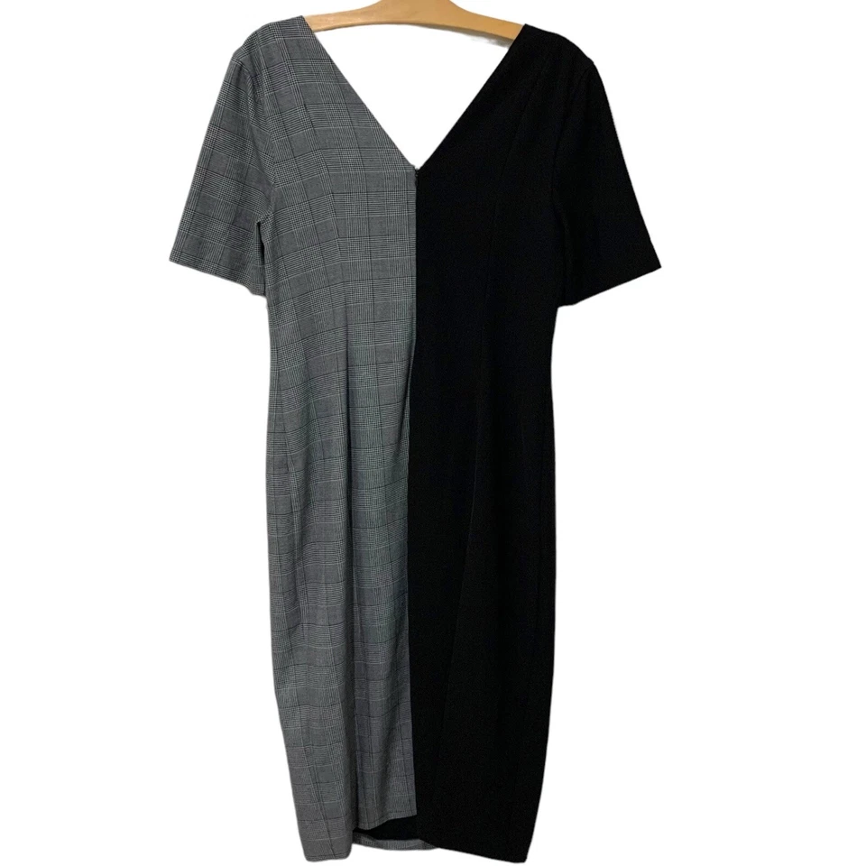 Fame and Partners | Vestido Everly Funda Pata de Gallo Negro Cuello en V Midi - Talla 14 Foto 2 de 4