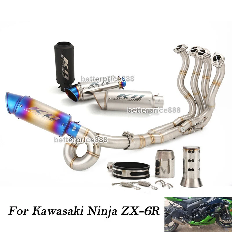 ライフ For Kawasaki Ninja ZX-6R ZX6R Full Exhaust System Link Pipe With