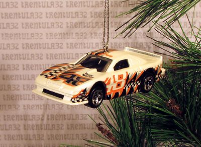 FORD MUSTANG COBRA WHITE ORANGE ORNAMENT XMAS
