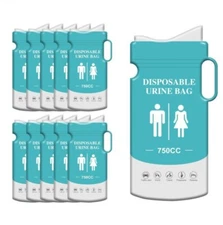 8 Pcs Emergency Disposable Urinal Bags, 750 ML Camping Pee Bags, Vomit Bag