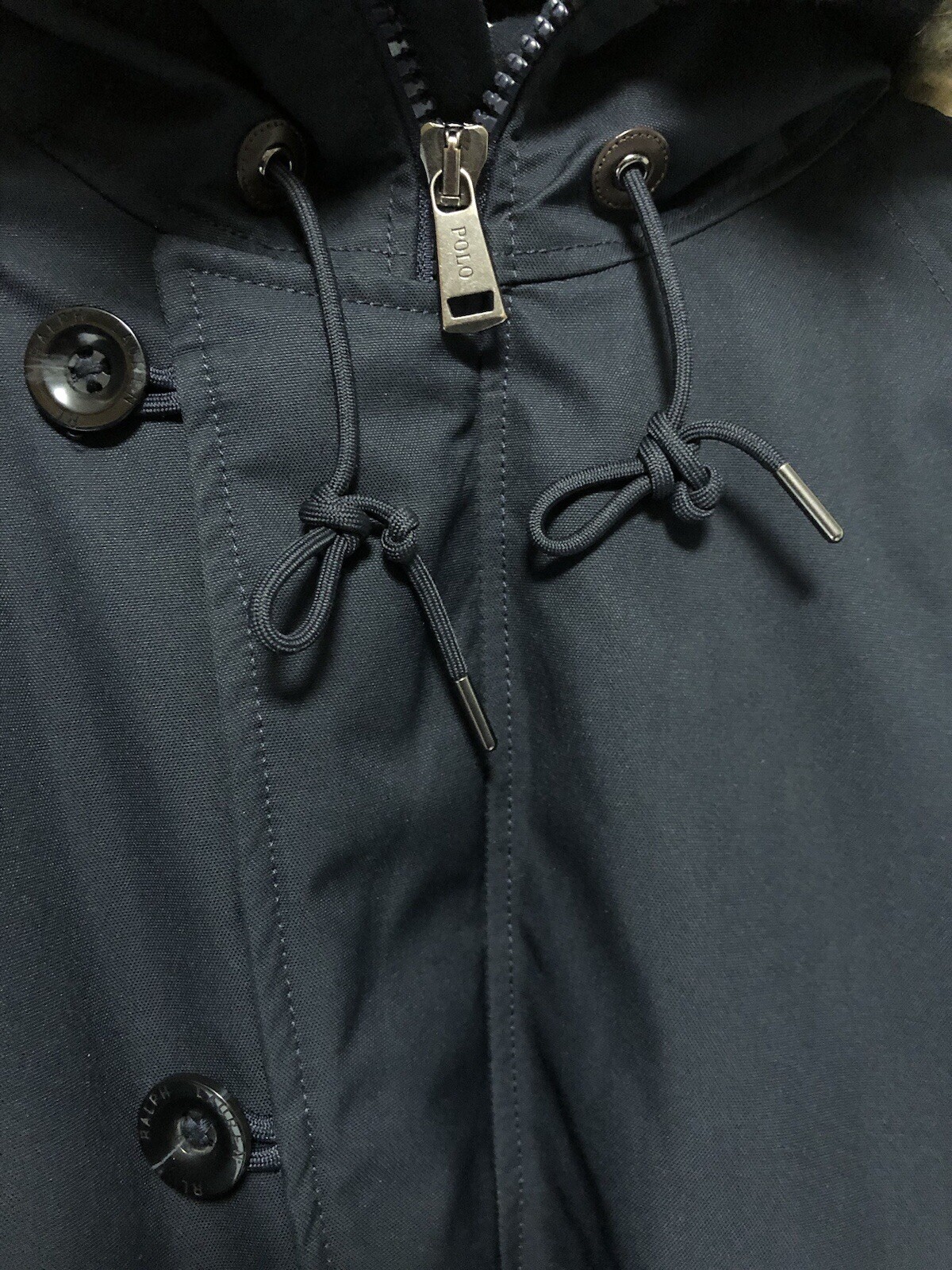Polo Ralph Lauren Down Padded Hooded Detachable Fur Jacket Navy S-M RRP £599 image 9
