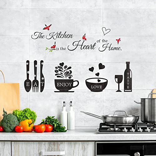 Sticker Mural Citation Déco Pour Cuisine - Design Mots, Vinyle, Multicolore, Neuf