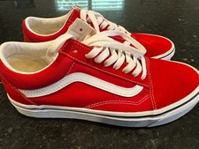 Vans Men' 500714 Old Skool Canvas Skate Shoe Red White - Size 7.5 US