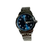 OLEVS Quartz Stainless Steel Watch with Date Display Blue Water Resistant Glows