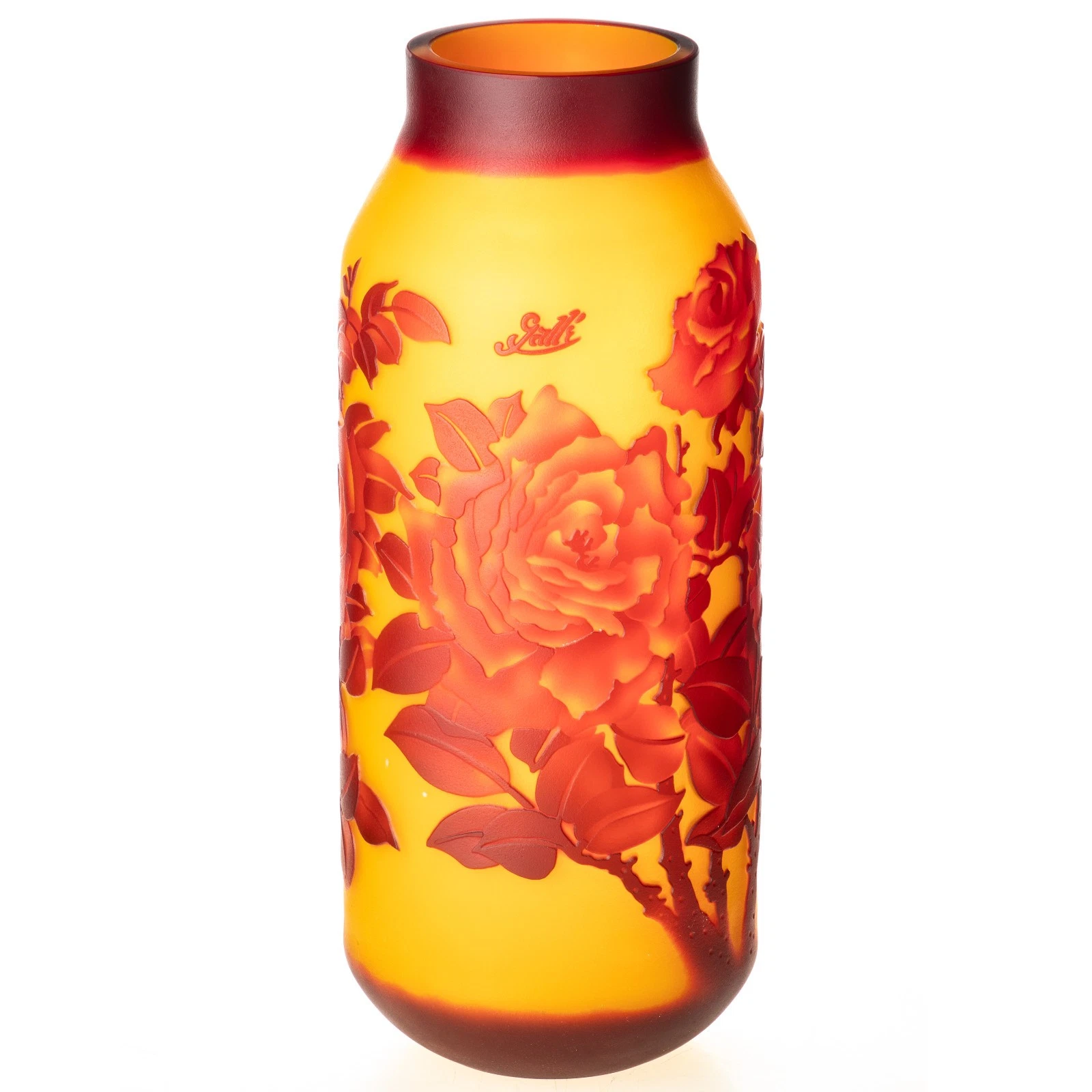 Vase Art Nouveau Vases Gallé style overlaid glass floral decoration