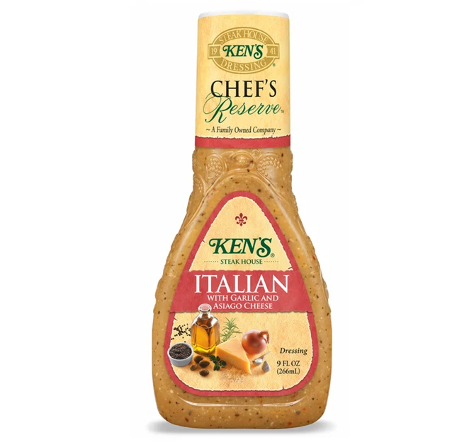 Ken's Chef's Reserve Italian Dressing with Garlic and Asiago Cheese Pack of 3 9 oz Bottles