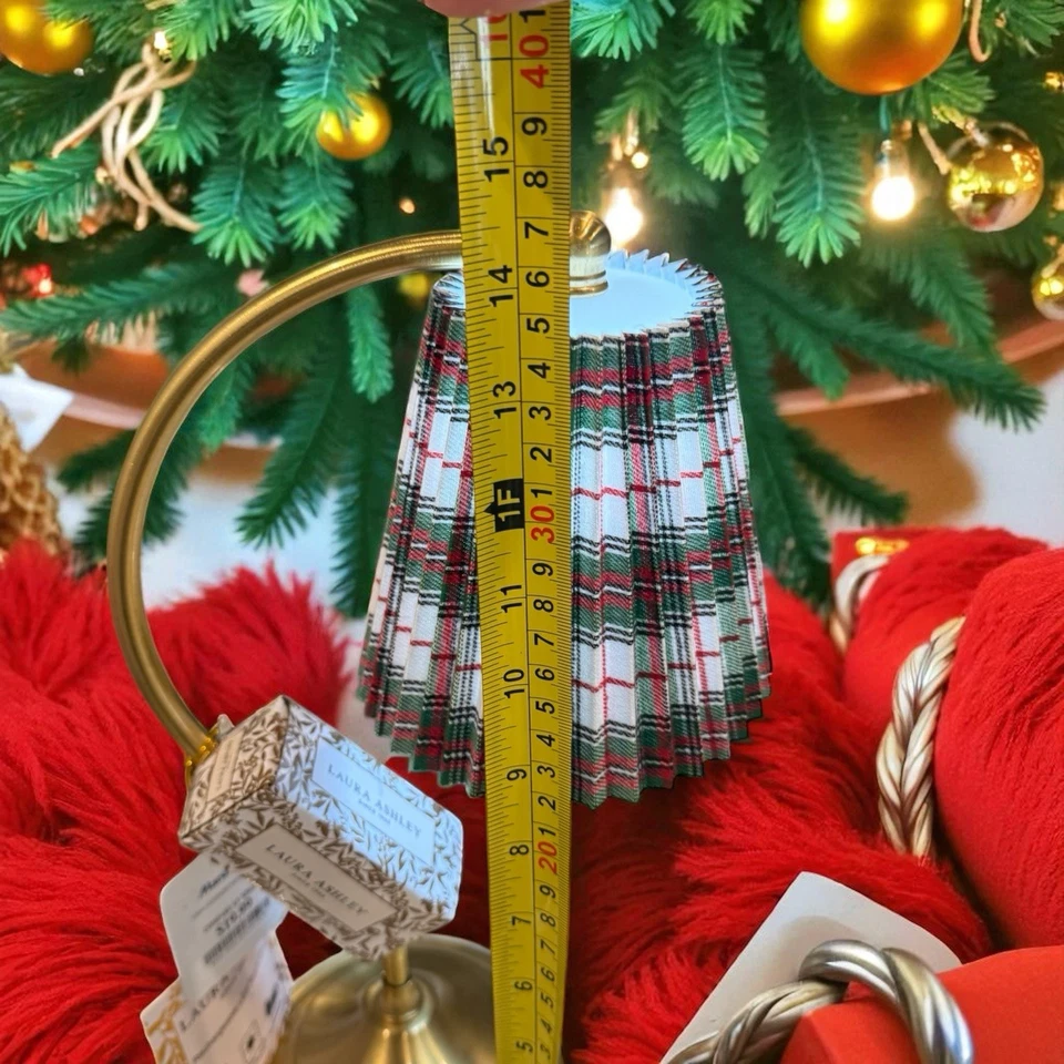 Ralph Lauren inspired Laura Ashley Red Plaid Shade  Touch Table Lamp Brass - Image 3 of 4