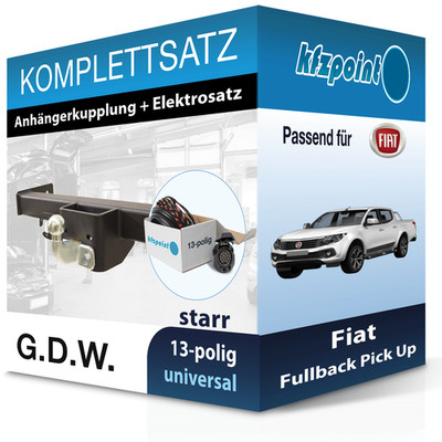 Für Fiat Fullback Pick Up 16- G.D.W. Anhängerkupplung starr + 13polig E-Satz neu