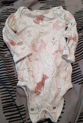 Carter's Grey One Piece Bodysuit Orange Fox Pattern Size 18 Mo